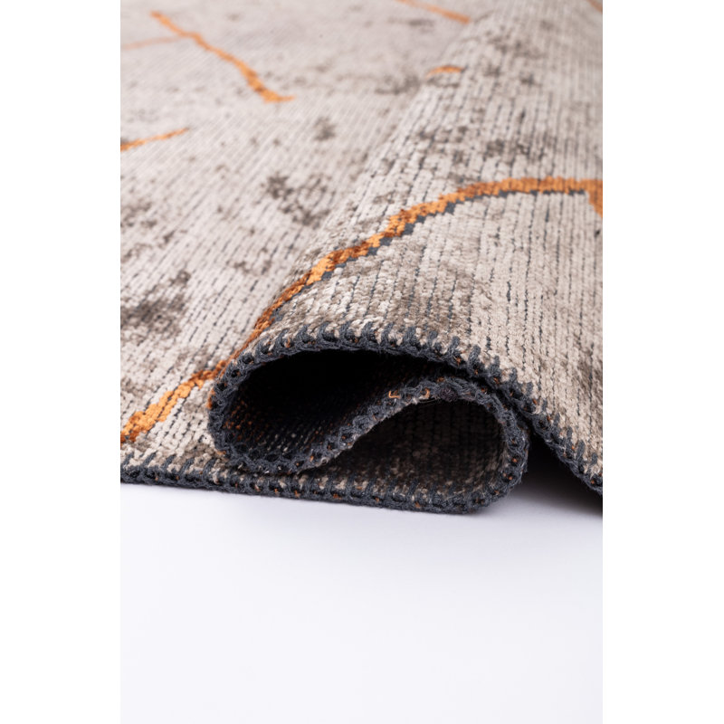 Orange/Beige/Gray Geometric Luxury Area Rug, Rectangle 7'10" x 11'2"