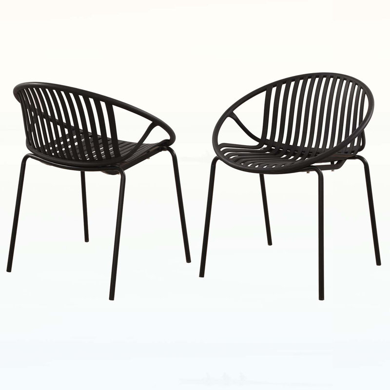 Charming Ergonomic Patio Chair Set with Space-Saving Feature and Stylish Appeal, Black