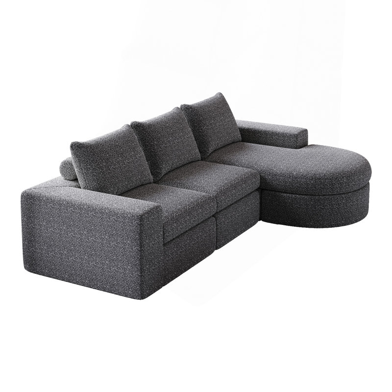 Canapé modulaire incurvé en chenille de 99 pouces avec méridienne