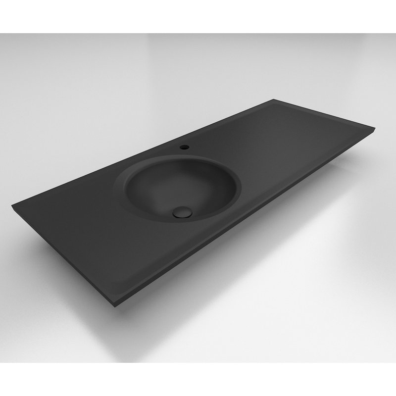 Alma 20.7'' Chrome Polymarble Circular Bathroom Sink with Overflow