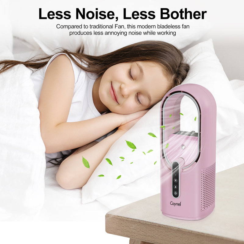CAYNEL 11.8 Inch Portable Bladeless Desktop Personal Fan, Pink