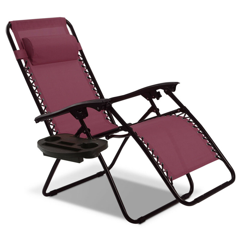 Brenden Metal Outdoor Lounge Chair, Wine