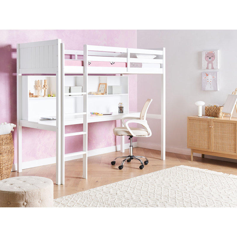 FOUCAMONT Solid Wood Storage Bed, White