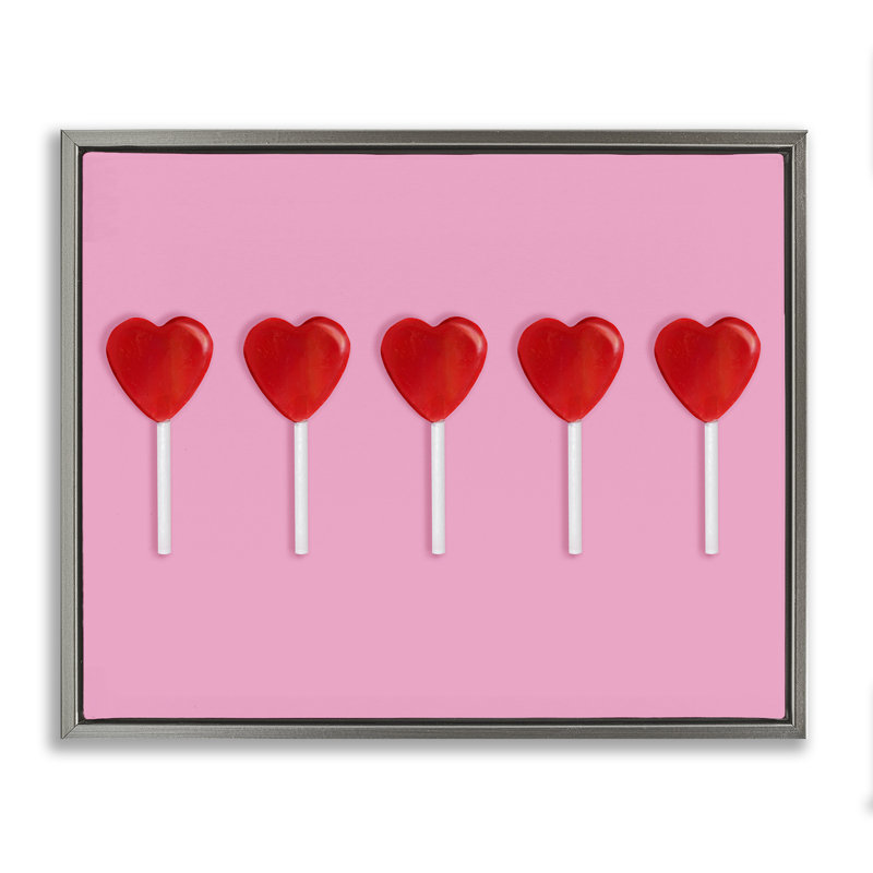 Cadre flottant Valentine's Heart Pops, design par Lish Creative, H 25 po x l 31 po, Cadre flottant gris lustré