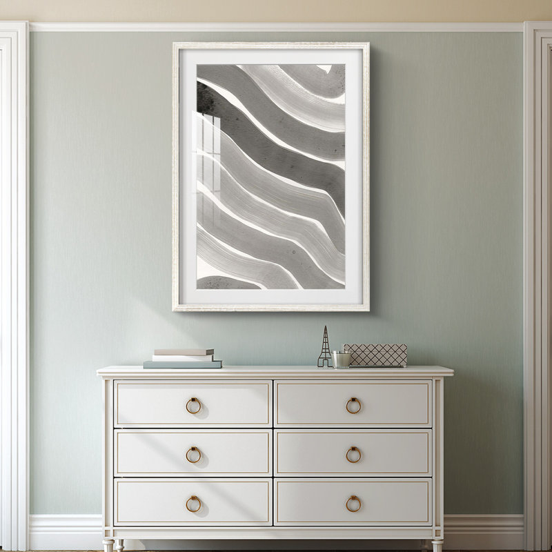 Neutral Wiggle II -Framed Print, 19.5" H x 16.5" W, White