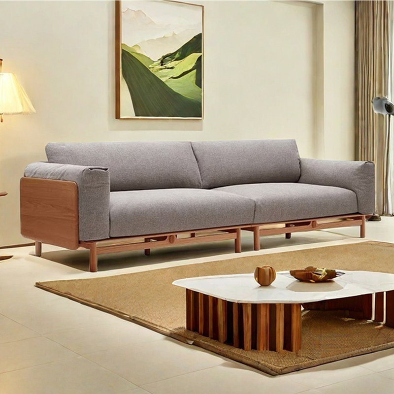 Canapé droit moderne en bois massif de luxe, H 30 po x l 105,51 po x P 35,43 po, 4
