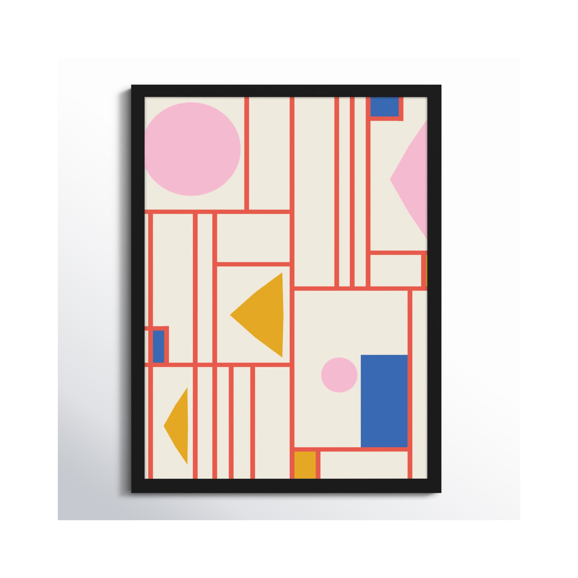 Framed Shapes by Beth Vassalo, 25" H x 19" W x 1" D, Black