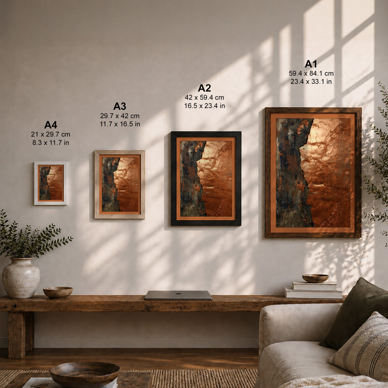 Weathered Portrait Vintage - Print, A2 - 59.4 x 42.0 cm, Walnut