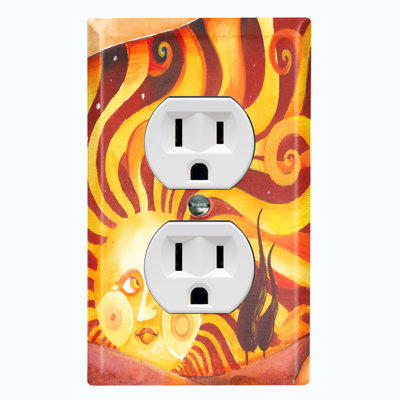 Metal Light Switch Plate Outlet Cover (Colourful Red Yellow Sun Blush - Single Toggle)