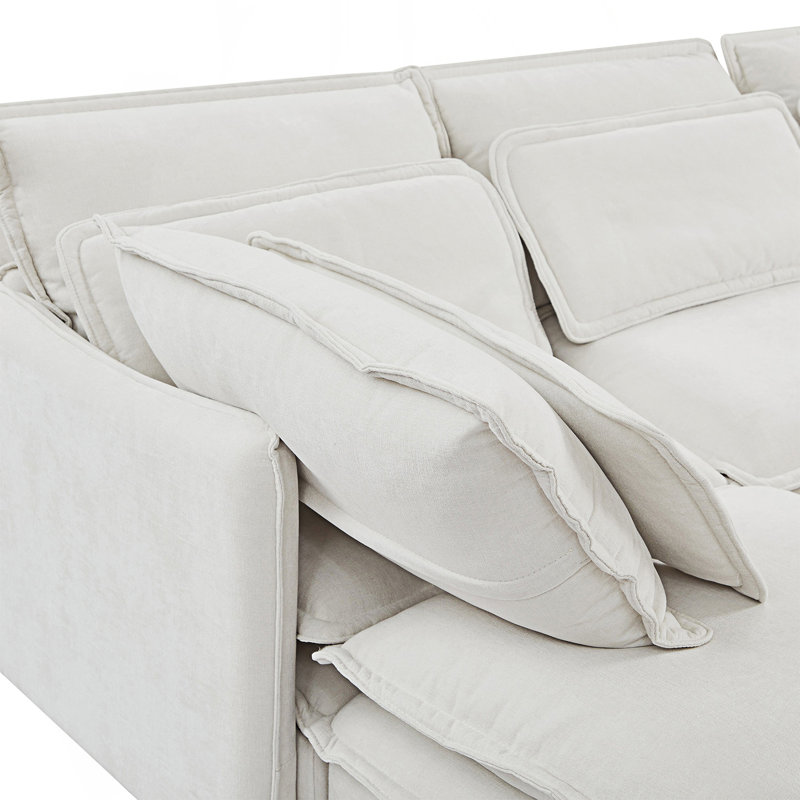 Modern Large U-Shaped Modular Sofa, Freely Combinable 6-Seater Sofa, Convertible To Sofa Bed
