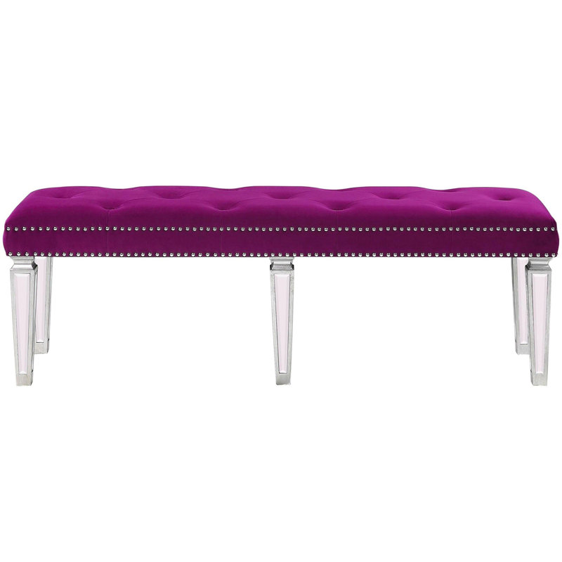 Banc avec boutons capitonnés en miroir, Bourgogne / miroir