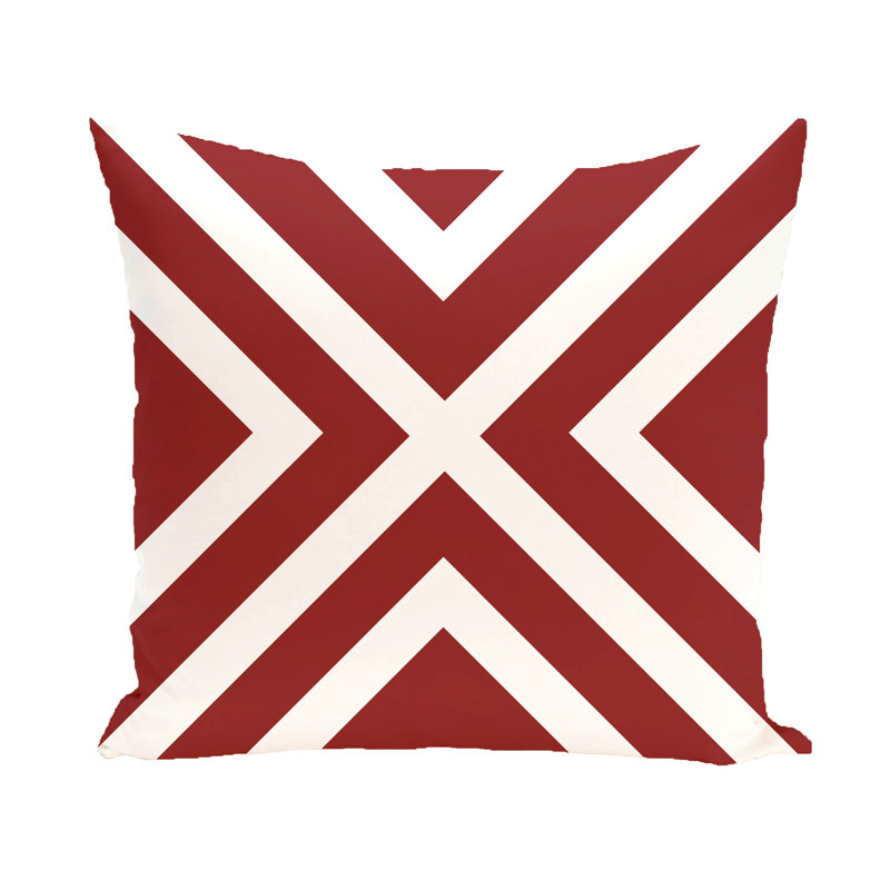 Coastal Calm Geometric Outdoor Reversible Throw Pillow, 16" H x 16" W, Cardinal Red