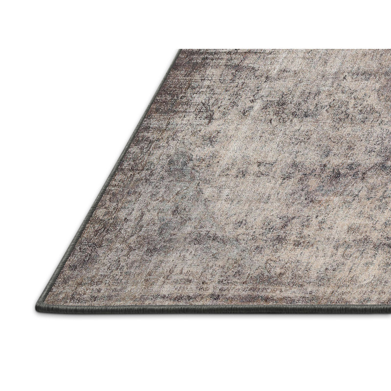 Gris Tapis décoratif pré-rétréci, Rectangle 7 pi x 10 pi