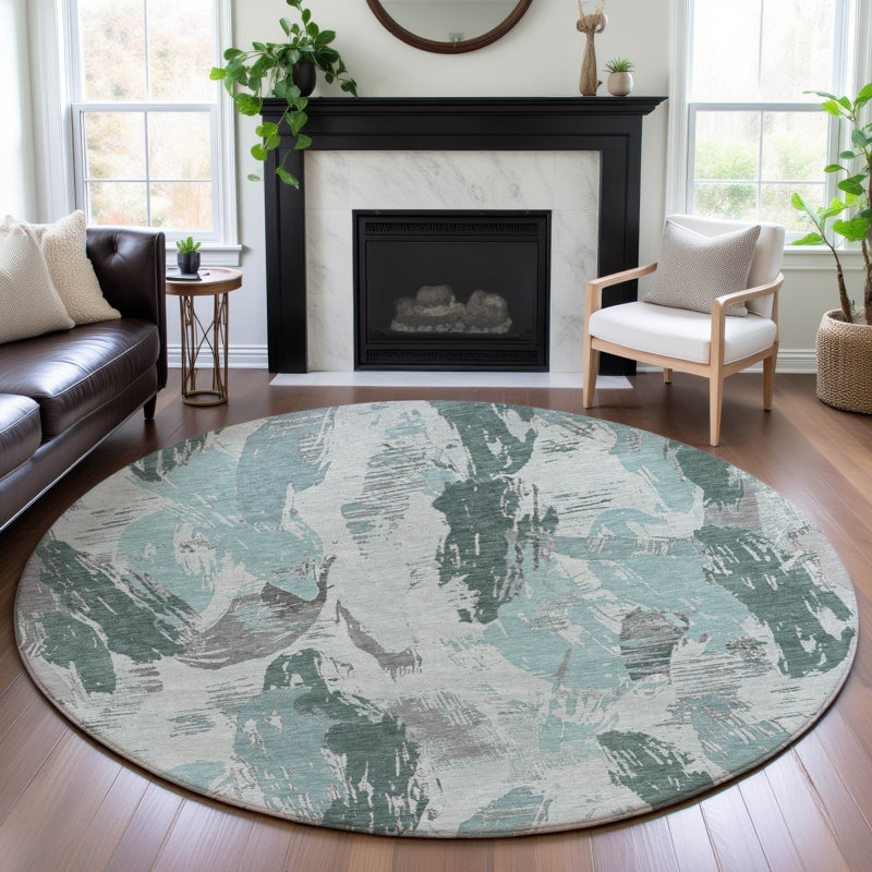Premium Machine Washable Harjo AMF1596 Modern Rug, Round 8'