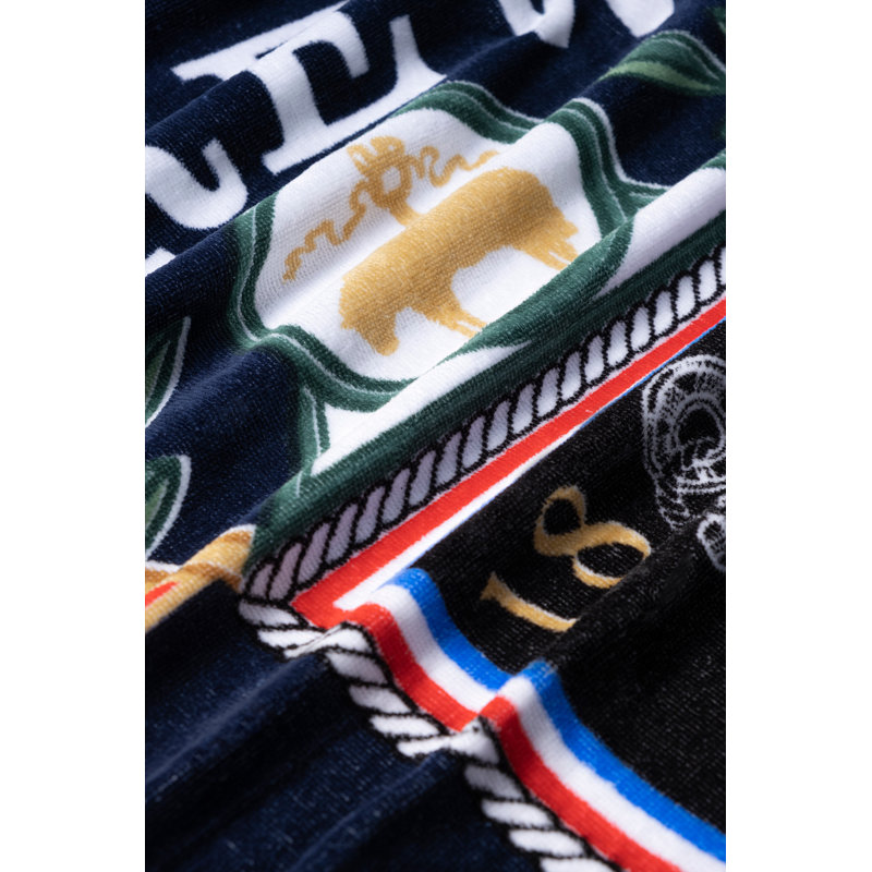 LOGO CREST Turkish Cotton Beach Towel, Navy