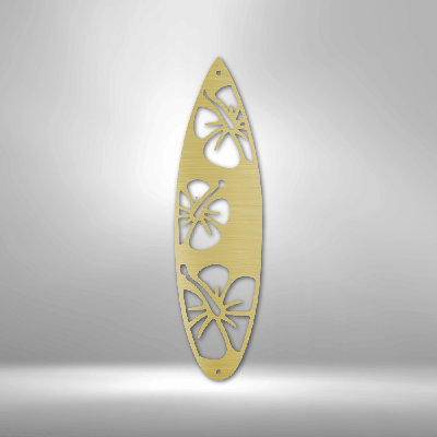 Planche de surf fleurs panneau en acier découpé au laser thermolaqué maison et bureau décoration murale en métal plusieurs tailles et couleurs