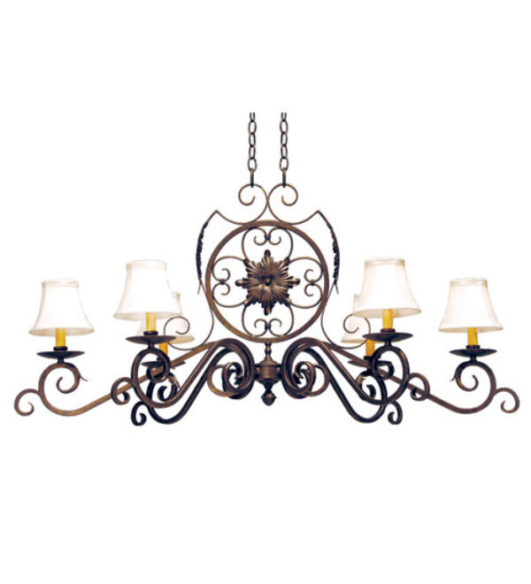 6 - Light Chandelier, Gilded Tobacco, White Parchment