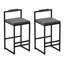 Tabourets de bar rembourrés de velours à hauteur de comptoir pour îlot de cuisine, ensemble de 2 chaises de salle à manger modernes avec repose-pieds et dossier (noir et gris)-1660370315