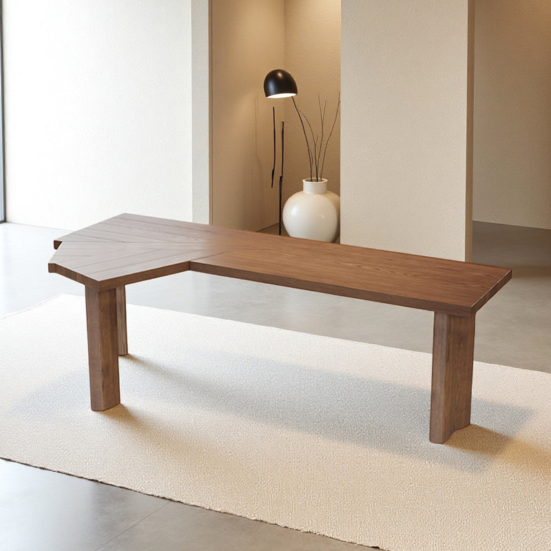Modern Solid Wood Irregular L-shaped Desk, 29.53" H x 86.61" W x 86.61" D