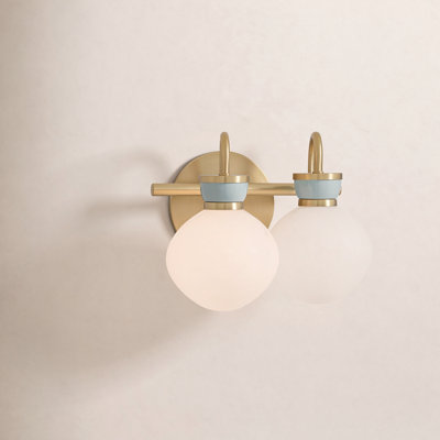 Lucy 2-Light Schoolhouse Bath Vanity Fixture with Cased Opal Glass