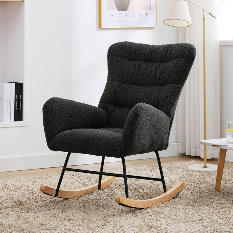 Chaise berçante Lezah Teddy, Gris foncé