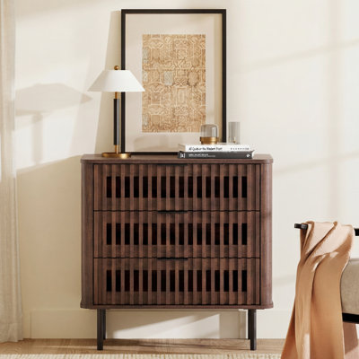 Table de bout avec un profil incurvé et de grands tiroirs, table de bout en bois de style Mid-Century moderne pour le salon, la chambre à coucher, le bureau de canapé