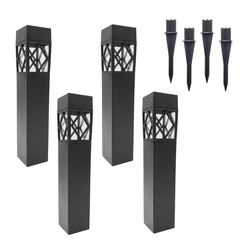 Lampes de jardin solaires, noires - Ensemble de 4