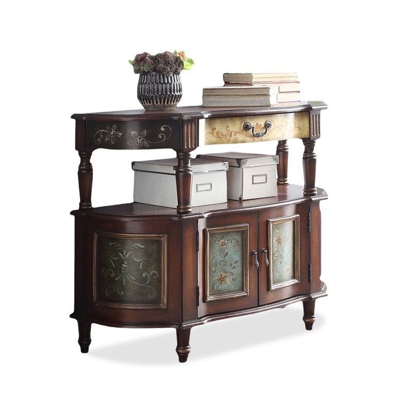 Coffee Solid Wood Free Form Console Table, Coffee