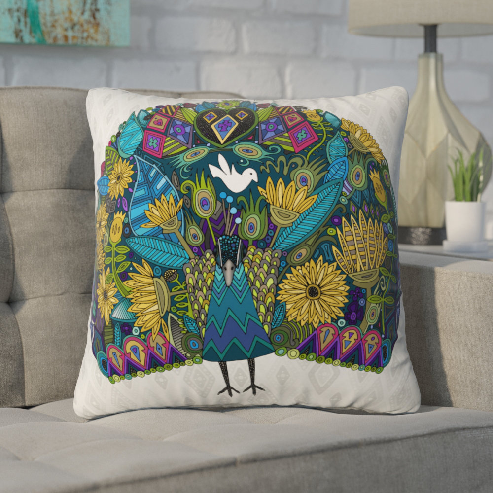 Sharon Turner Sharon Turner Peacock Garden Throw Pillow Deny Designs 
