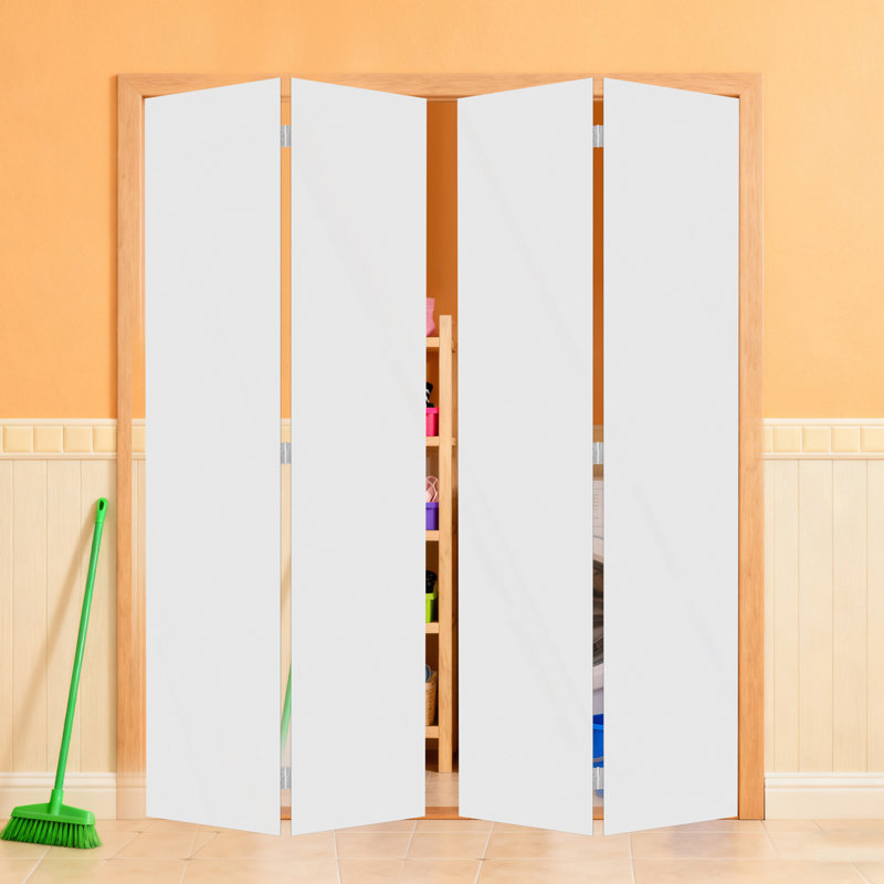 18 po X 96 po Porte pliante en vinyle blanc uni avec trousse de quincaillerie, H 96 po x l 84 po