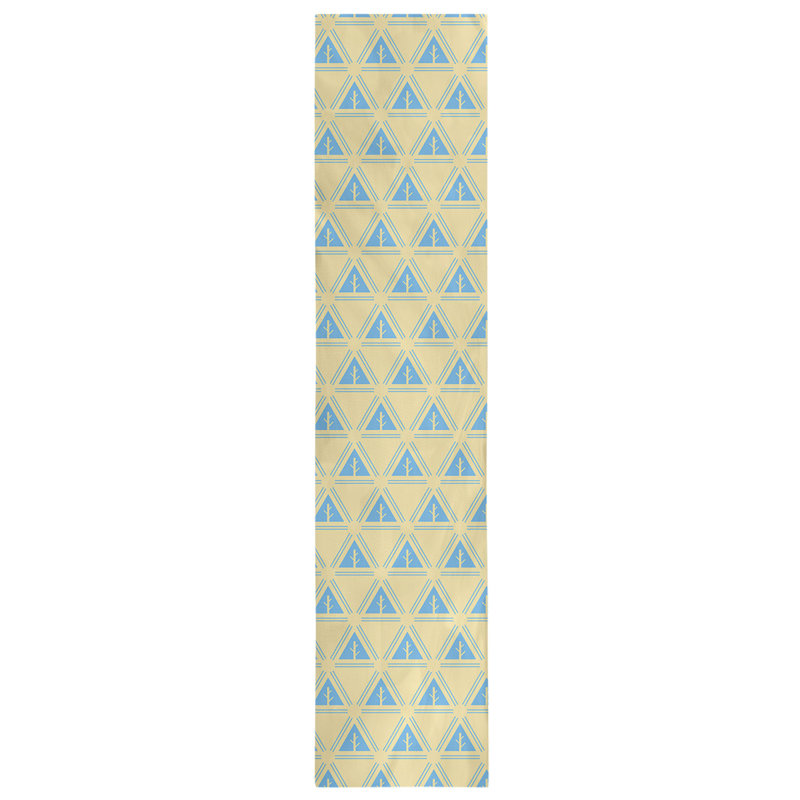Chemin de table d’arbre minimaliste classic Barbra, 16 po x 72 po, Jaune / bleu ciel clair