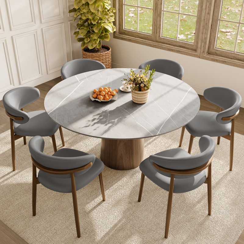 Ensemble 5 pièces de table et chaises de cuisine, Foggy Grey, Grey, 29.52" H x 47.24" L x 47.24" W