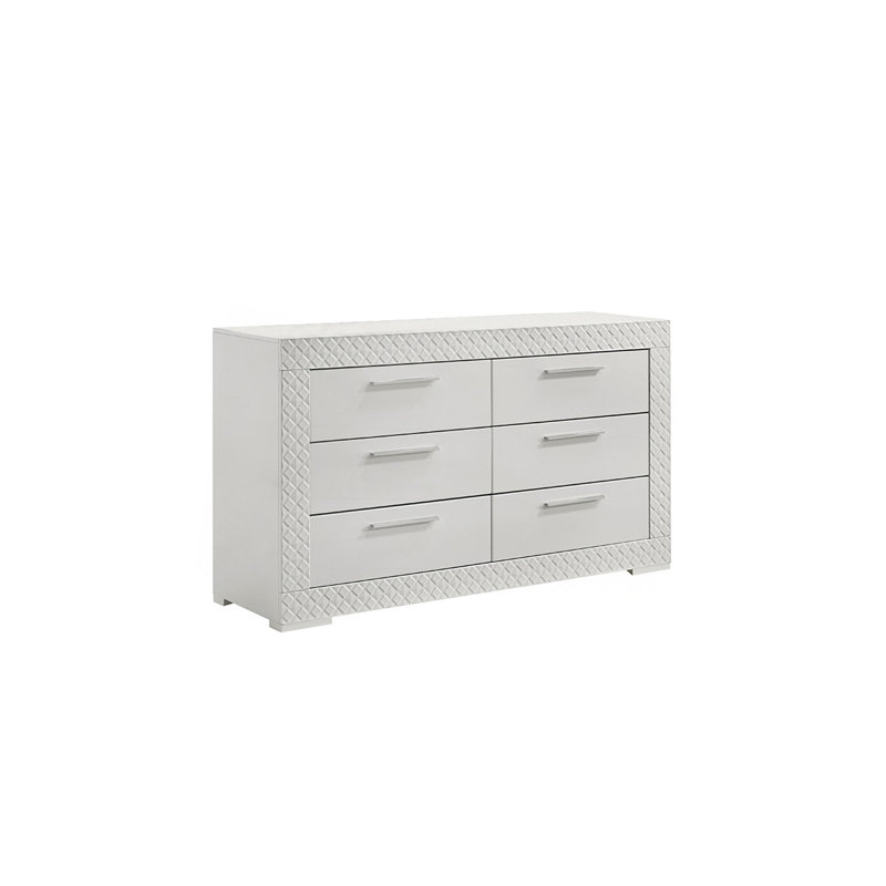 Commode à 6 tiroirs en bois blanc de style moderne Blanca