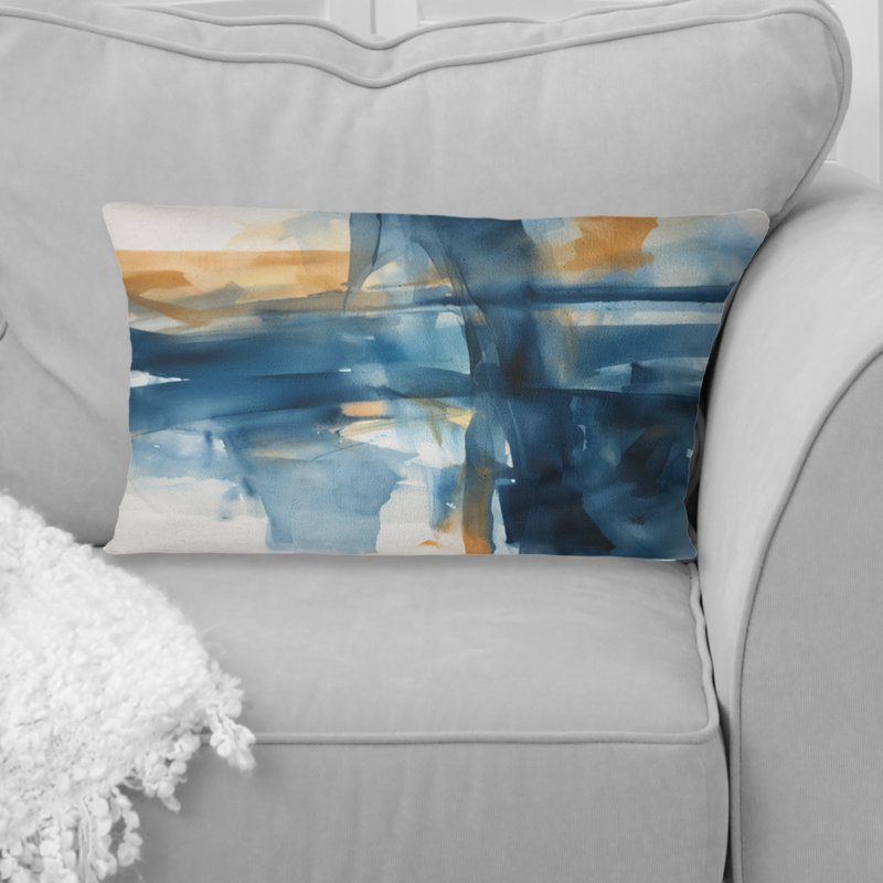 Coussin bleu et doré Fusion VIII - Fractals