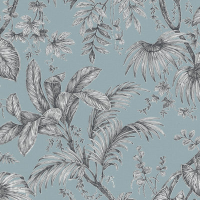 Olio Large Palm Leaves and Stems 33' L x 21" W Wallpaper Roll