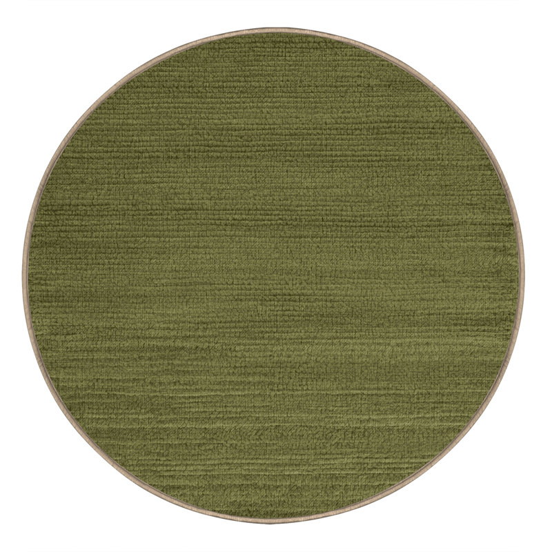 Machine Washable Solid Brown Area Rug, Round 6'