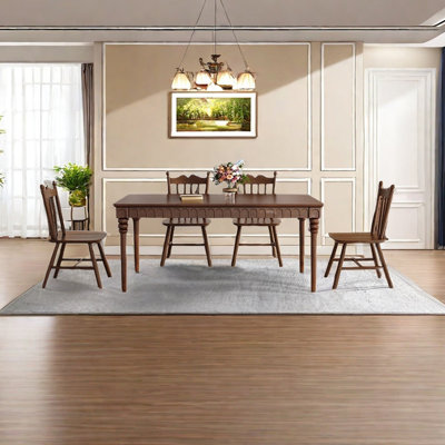 Rubber wood solid wood dining table set