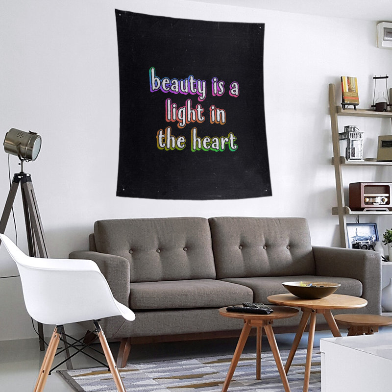 Tapisserie tableau noir en polyester citation beauté, H 104 po x l 88 po, Arc-en-ciel