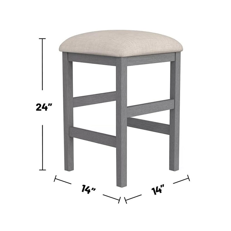 1-Drawer Wood Light Gray Nested Counter Height Dining Table with Wheels, 3