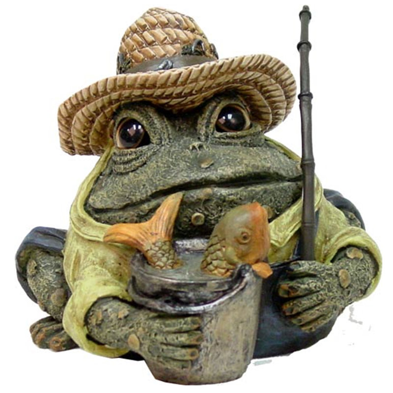 Statue de jardin de pêcheur à crapaud / grenouille, Vert