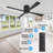 54" 4-Blade Outdoor Ceiling Fan with LED Light, 6-Speed Reversible Motor, Damp Rated Weather Resistant, Remote Control - Energy Efficient Quiet Motor-129517145-129517147