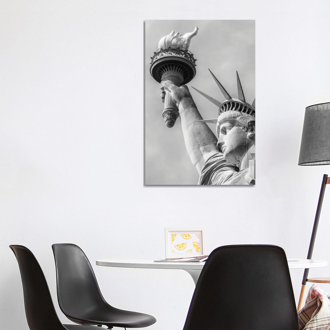 New York City Monochrome Statue Of Liberty by Melanie Viola - Print on Canvas