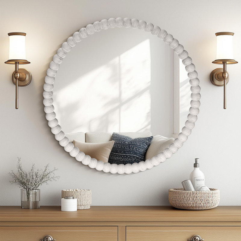 Miroir d'appoint Ayde, Blanc, 28 po x 28 po