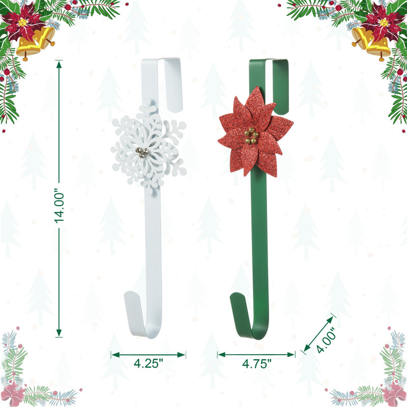 Ensemble de 14 suspensions de Noël 14 po avec flocons de neige et couronne de poinsettias
