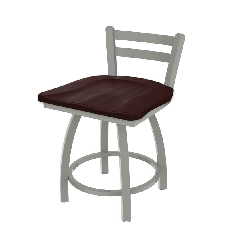Tabouret de coiffeuse 411 Jackie, Bois - Chêne cerise foncé, Nickel anodisé