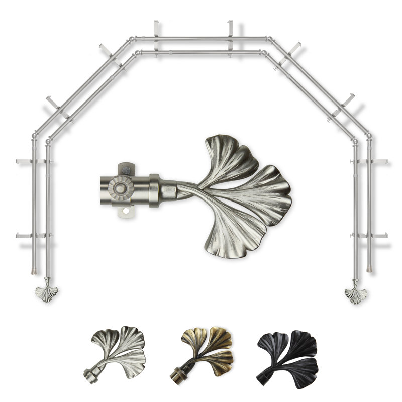 Tringle à rideaux double vitrage 5 côtés Fortune 13/16, Nickel satiné