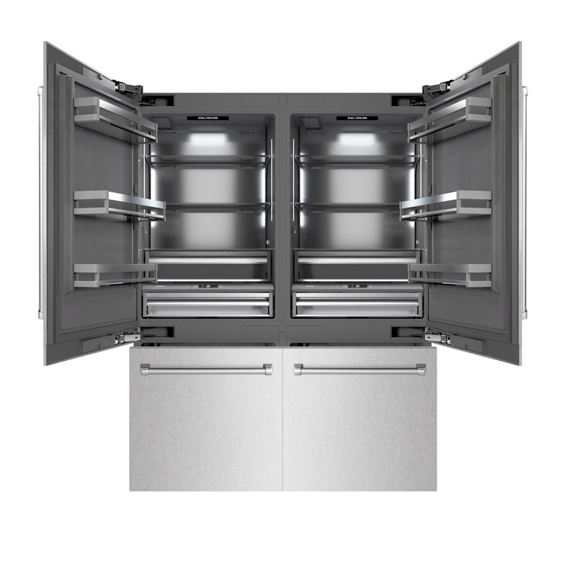 ZLINE 60 in. 32.2 cu. ft. French Door Built-In Bottom Freezer Refrigerator with Water Dispensers and Ice Makers with Graphite Gray Interior