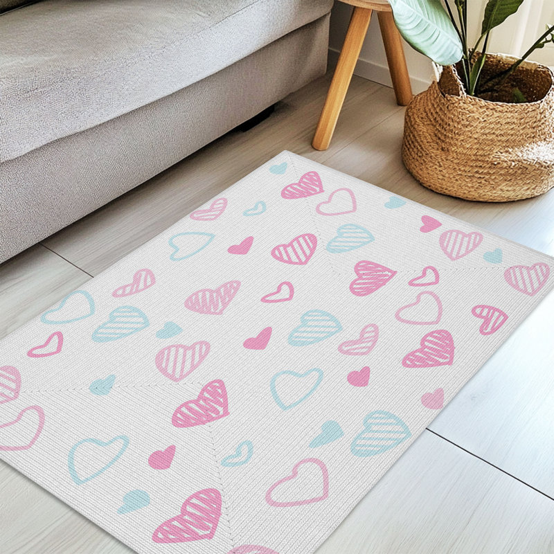 Tapis tressé Minimal Romance Shapes, Rectangulaire 3 pi x 5 pi