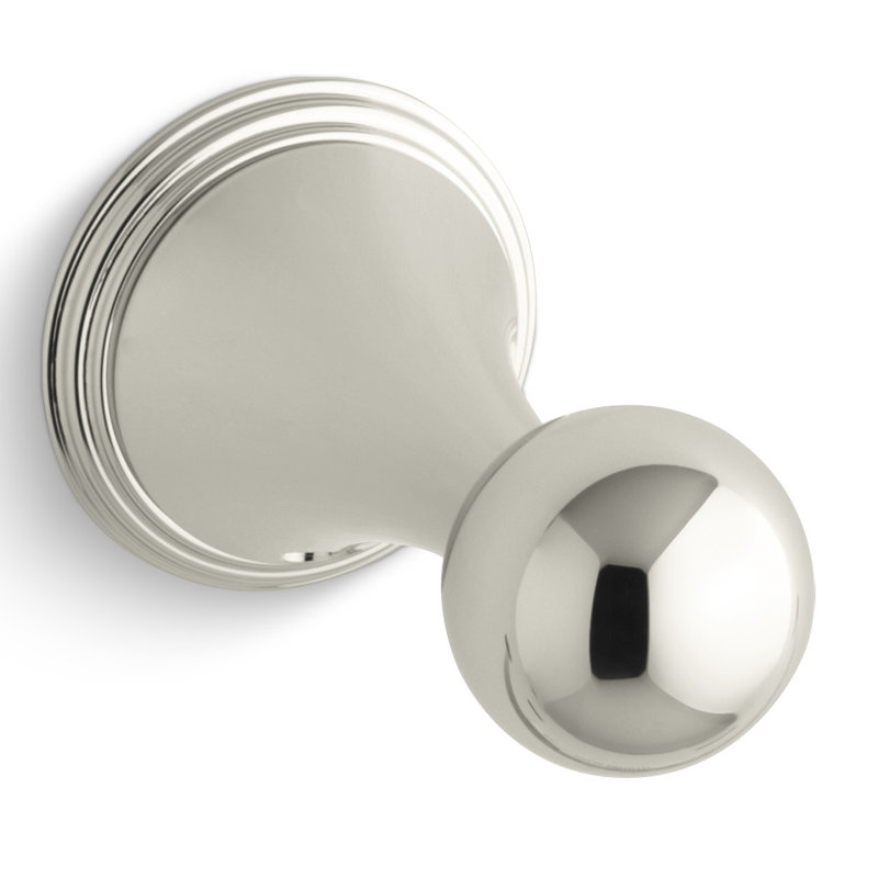 Finial Wall Mounted Robe Hook, Vibrant Polished Nickel