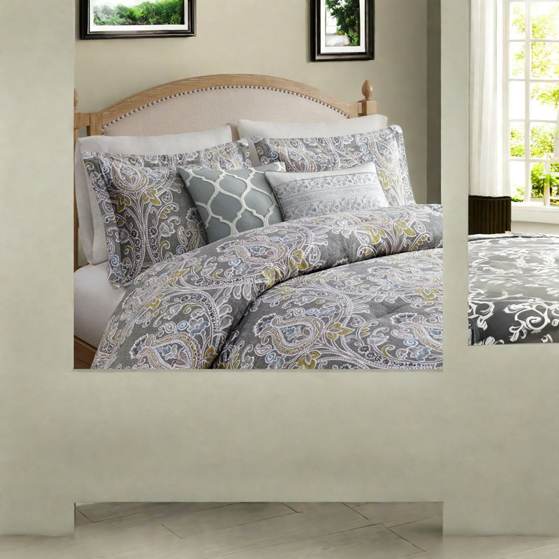 Premium Cotton Bedding Sets, Grey Damask King, Modern Home